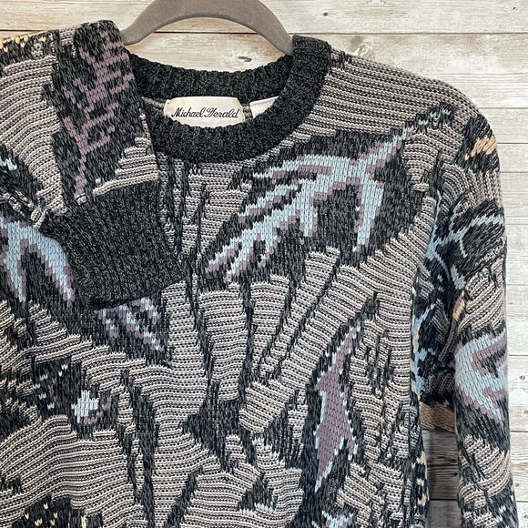Michael Gerald Other - Vintage 80s-90s Michael Gerald Mens‎ M Sweater Geometric Cosby Grandpa Knit READ